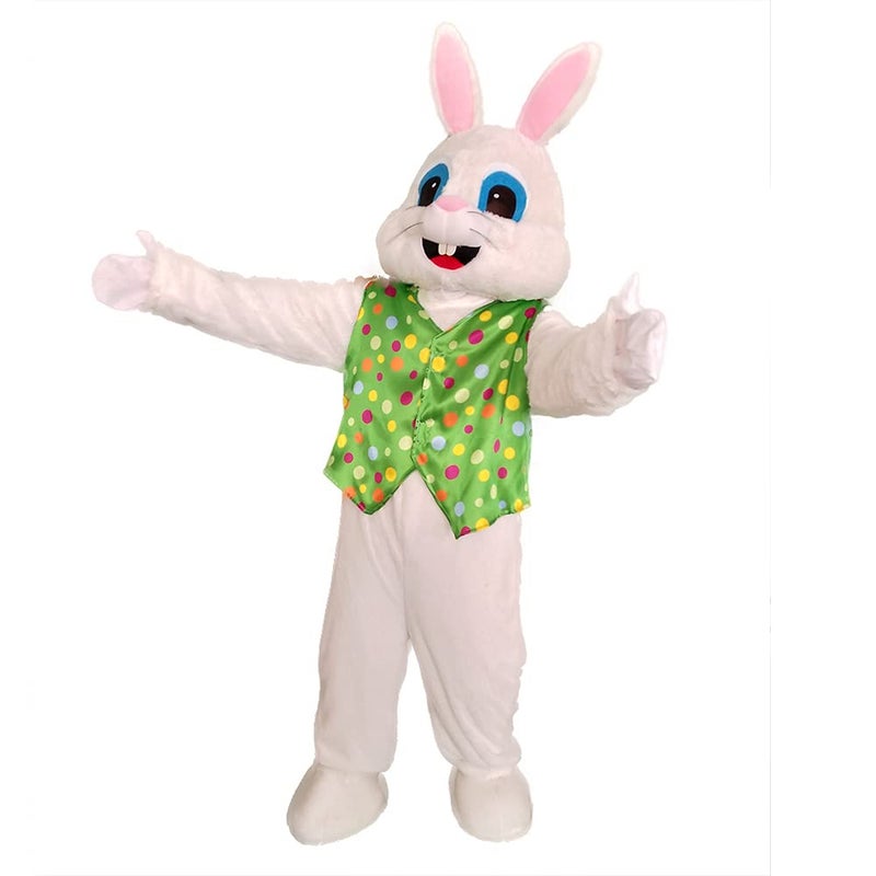 MatGui Easter Rabbit Mascot Costume Green Vest Unisex Deluxe Bunny Costume Party Adult Size Fancy Dress - Image 3
